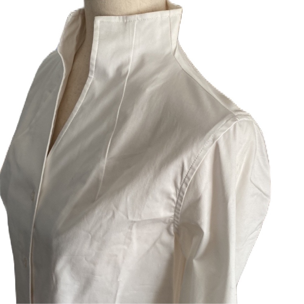 G.I.L.I. Crisp Cotton Button Down Fitted Long Sleeve Blouse   size 4  ~Exquisite - Picture 7 of 13